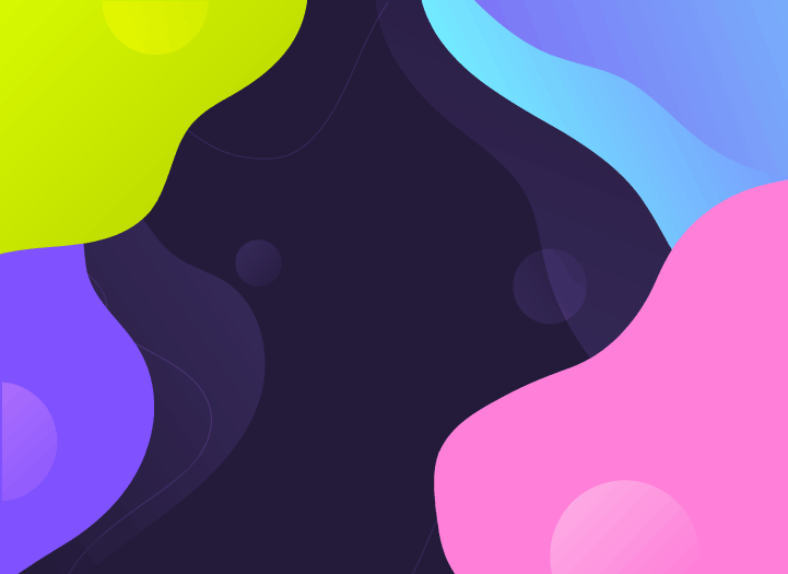 A vibrant abstract background featuring flowing, liquid-like shapes in bright neon colors